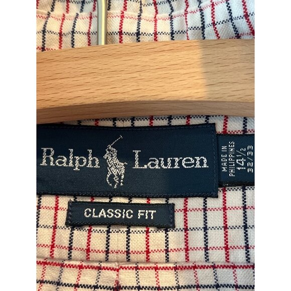 Ralph Lauren Classic Fit Red & Blue Checkered Button-Down Shirt 14.5/33 Mens Cot - Picture 5 of 9